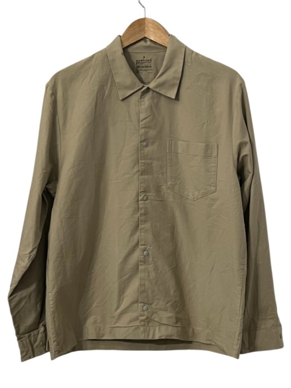MUJI Men Snap Button Shirt Jacket Beige Tan Size M Minimalist Japan Overshirt